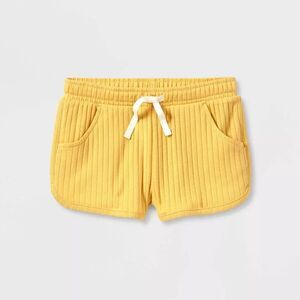 Cat & Jack Girls Shorts Drawstring Pockets Rib Light Mustard Size XL 14/16 New